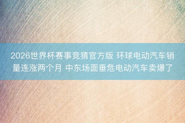 2026世界杯赛事竞猜官方版 环球电动汽车销量连涨两个月 中东场面垂危电动汽车卖爆了