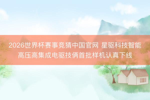 2026世界杯赛事竞猜中国官网 星驱科技智能高压高集成电驱技俩首批样机认真下线
