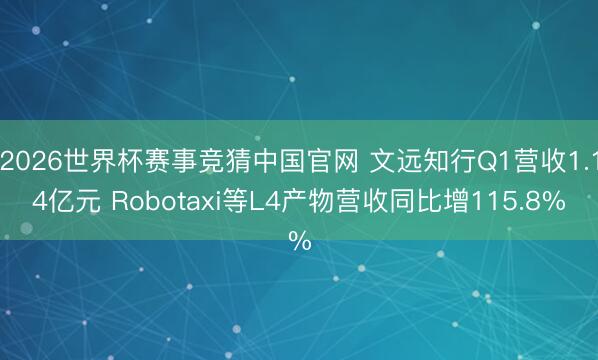 2026世界杯赛事竞猜中国官网 文远知行Q1营收1.14亿元 Robotaxi等L4产物营收同比增115.8%