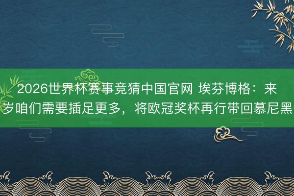 2026世界杯赛事竞猜中国官网 埃芬博格：来岁咱们需要插足更多，将欧冠奖杯再行带回慕尼黑