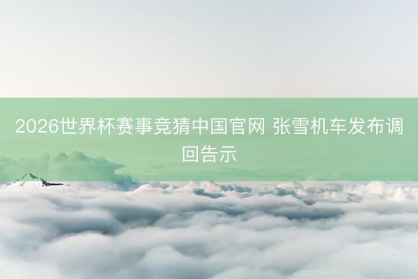 2026世界杯赛事竞猜中国官网 张雪机车发布调回告示
